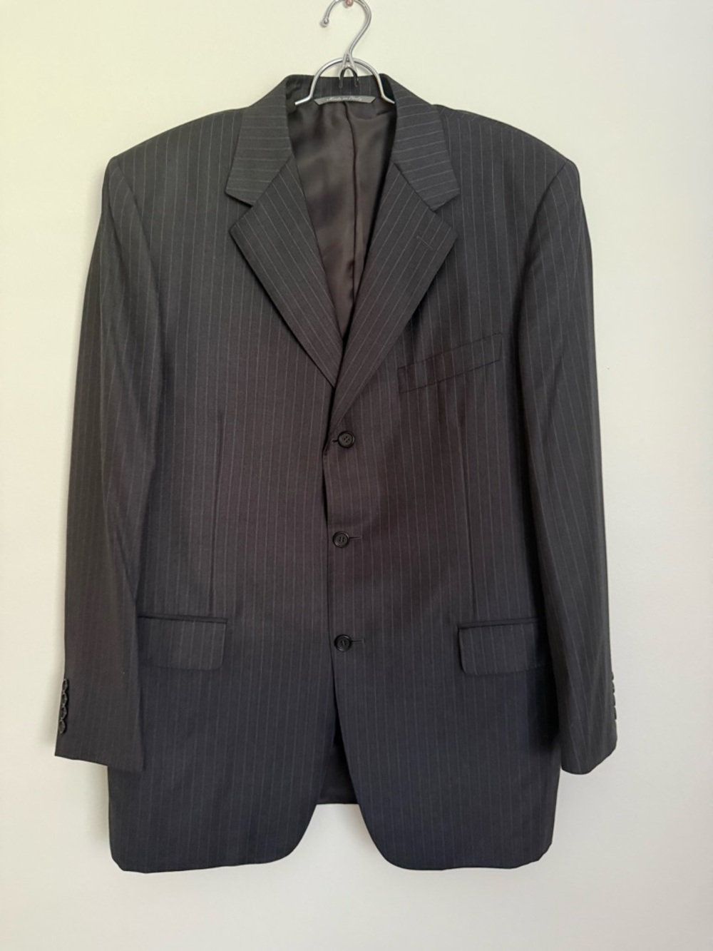 Canali 100% Wool Blazer 54R US44R Gray Pinstripe Italy Luxury Suit Jacket